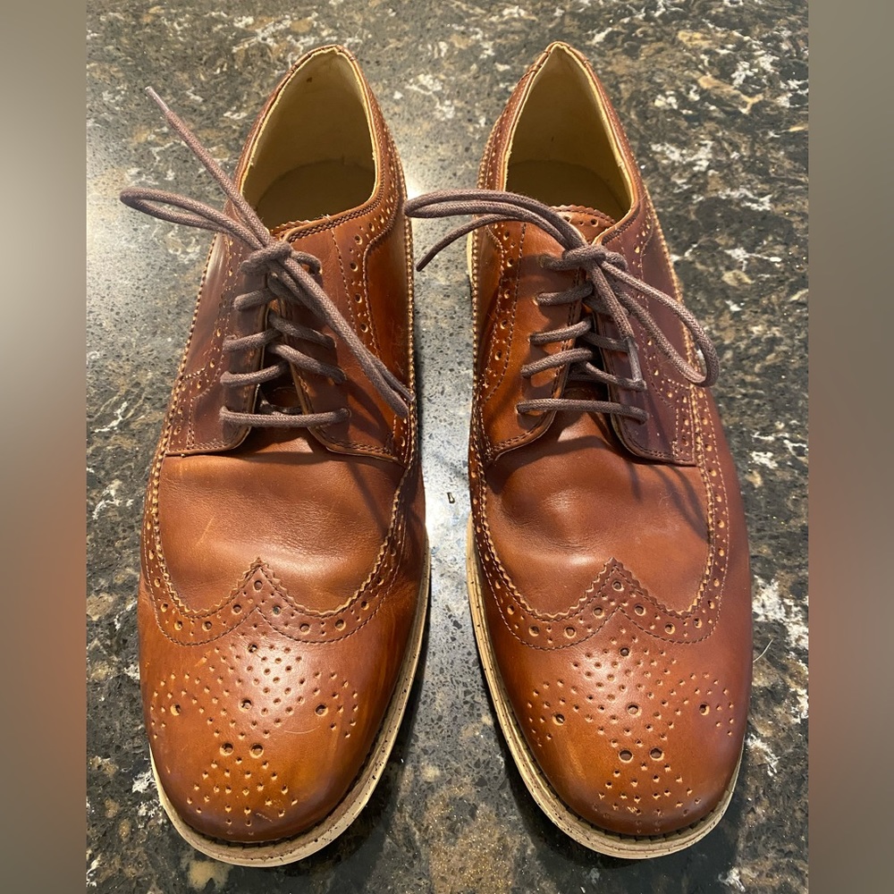 Cole Haan brown leather shoes men12M Oxford wingtip Lunarlon